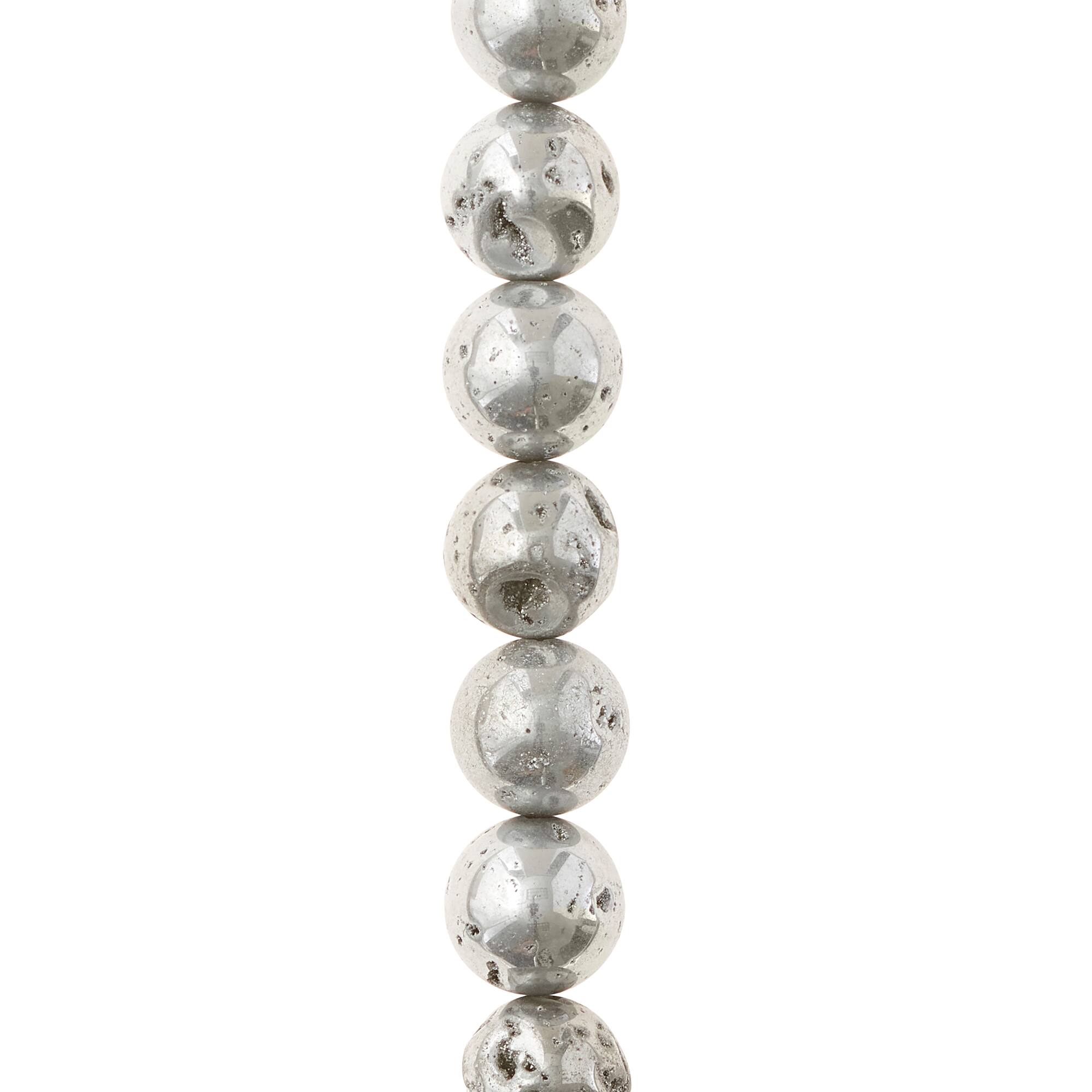 Silver Druzy Agate Round Beads, 10mm by Bead Landing™